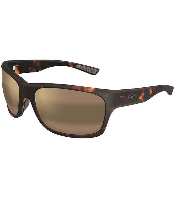 マウイ体育館 レディース 付属品 サングラス・アイウェア つけ加える大きさ Maui Jimen\u0027s Ano Nui Polarized Plus 2 63粍 Rectangle Wrap Sunglasses Matt Dark Havana