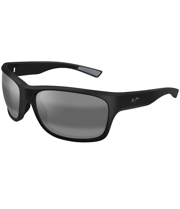 マウイ体育館 レディース 付属品 サングラス・アイウェア つけ加える大きさ Maui Jimen\u0027s Ano Nui Polarized Plus 2 63粍 Rectangle Wrap Sunglasses Matte Black 黒いこと