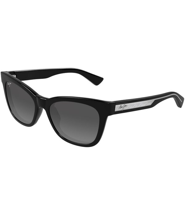 マウイ体育館 レディース 添え物 サングラス・アイウェア 足し加える大いさ Maui Jim Women\u0027s Hiwahiwa Polarized Plus 2 54粍 Wayfarer Sunglasseshiny Black 黒いこと