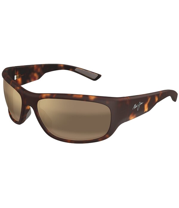 マウイ体育館 レディース 付属品 サングラス・アイウェア つけ加える大きさ Maui Jimen\u0027s Maukele Polarized Plus 2 64粍 Rectangle Wrap Sunglasses Dark Matte Havana