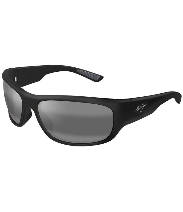 マウイ体育館 レディース 添え物 サングラス・アイウェア 足し加える大いさ Maui Jimen\u0027s Maukele Polarized Plus 2 64粍 Rectangle Wrap Sunglasses Matte Black 黒いこと