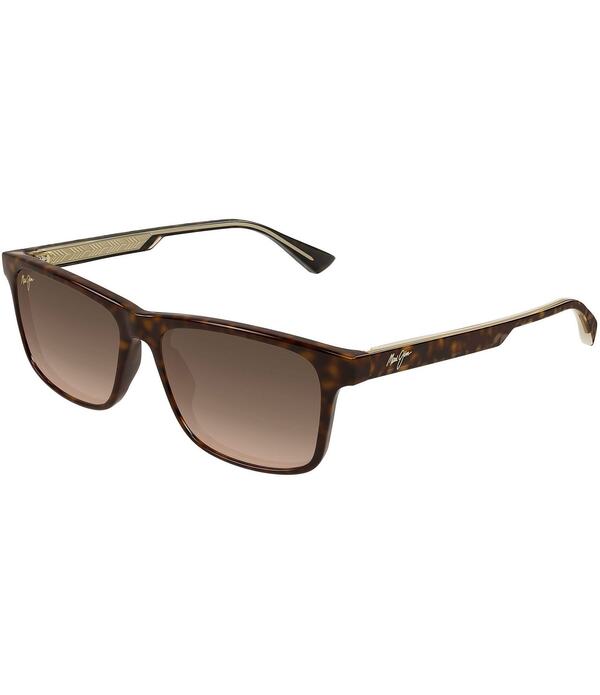 マウイ体育館 レディース 添え物 サングラス・アイウェア 足し加える大いさ Maui Jimen\u0027s Okina Polarized Plus 2 55粍 Rectangle Sunglasses Dark Tortoise