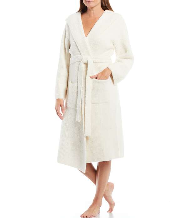 ベアフットドリームス レディース アンダーウェア ナイトウェア リブ Barefoot Dreams CozyChicR Solid Ribbed Hooded Lounge Cozy Robe Cream クリーム