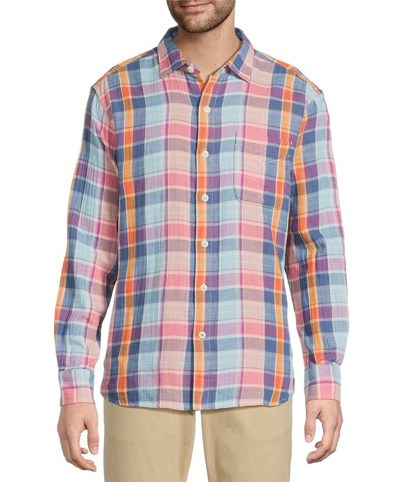 トッミーバハマ メンズ トップス シャツ Tommy Bahama Palma Roja Plaid Long Sleeve Woven Shirturquoise Haze ターコイズ｜ReVida 店