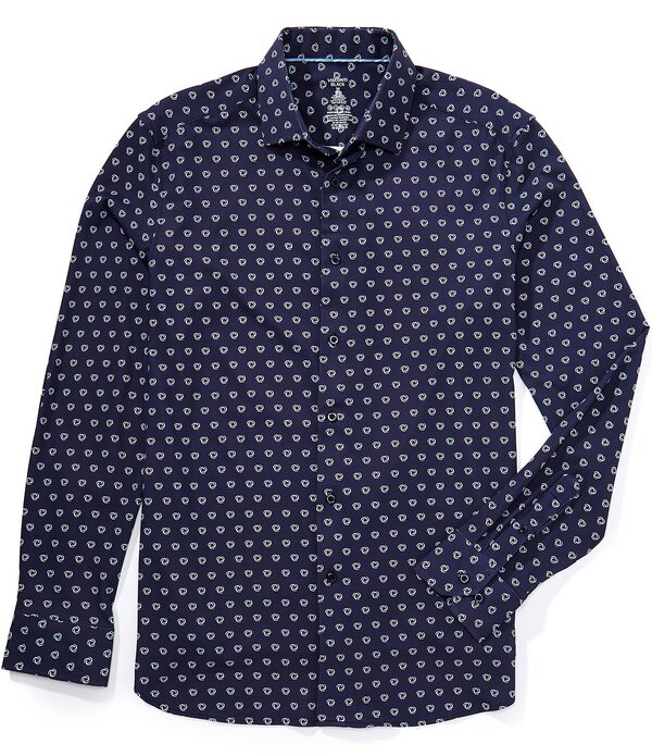 ビスコッティ メンズ トップス シャツ Visconti Circle Pattern Performance Stretch Long Sleeve Woven Shirt Navy ネイビー