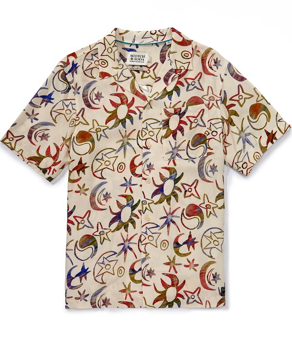 スコッチアンドソーダ メンズ トップス プルオーバー 刷り上げる Scotch \u0026 Soda Multi Print Short Sleeve Woven Shirt Cosmic Sky Eggnog マルチ色つや