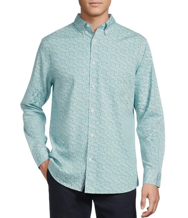 ダニエル クレミュ メンズ トップス プルオーバー 御花柄 御花 Cremieux Blue Label Floral Poplin Long Sleeve Woven Shirt Limpet Shell 青色