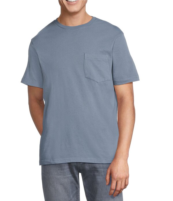 ダニエル クレミュ メンズ トップス プルオーバー ジーンズ Cremieux Premium Denim Solid Short Sleeve Pocket-Shirt Dusty Blue 青色
