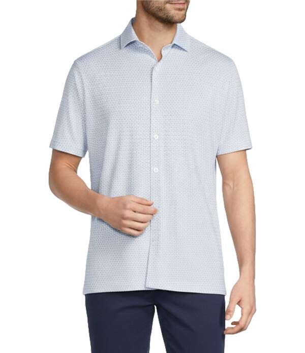 ハート シャフナー マルクス メンズ トップス シャツ プリント Hart Schaffner Marx Luxury Performance Short Sleeve Diamond Print Shirt White ホワイト