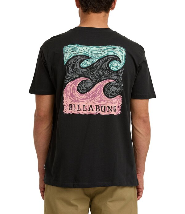 散らし広告ボン メンズ トップス プルオーバー Billabong Short Sleeve Crayon Wave Premium T-Shirt Washed Black 黒いこと