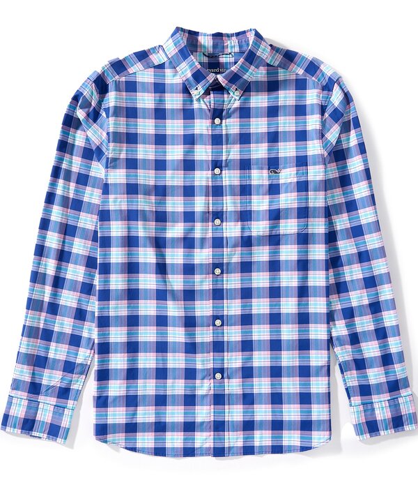 ヴァインヤードヴァインズ メンズ トップス プルオーバー Vineyard Vines Coconut Key Plaid Featherweight Performance Stretch Long Sleeve Woven Shirt Royal 照合のしるし メンズファッション-トップス-カジュアルシャツ