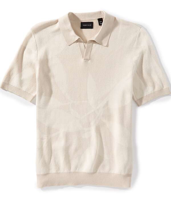ペリーエリス メンズ トップス プルオーバー 御花柄 御花 Perry Ellis Floral Johnny Collar Short Sleeve Polo Shirt Moonstruck