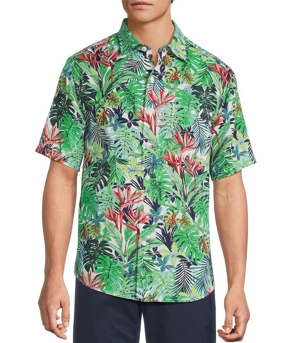 トッミーバハマ メンズ トップス シャツ リネン Tommy Bahama Sand Linen Verde Gardenshort Sleeve Woven Shirt Vibrant Green グリーン