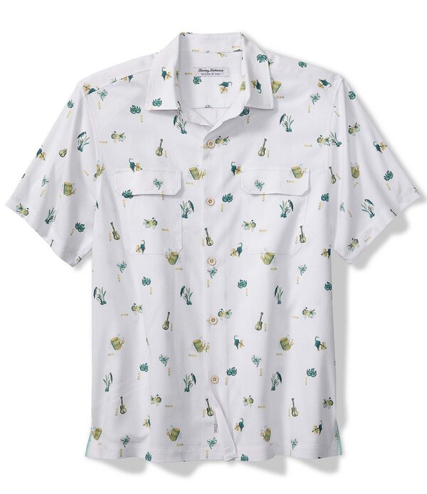 トッミーバハマ メンズ トップス シャツ プチ Tommy Bahama Coastal Ease Petite Tropicshort Sleeve Woven Shirt White ホワイト