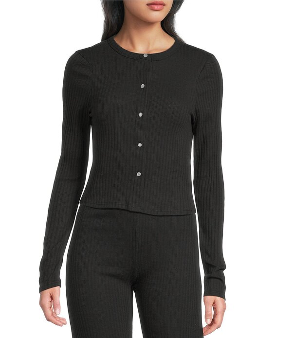 モアモア レディース アウター ニット・セーター Moa Button Front Long Sleeve Top Black ブラック|ReVida 店