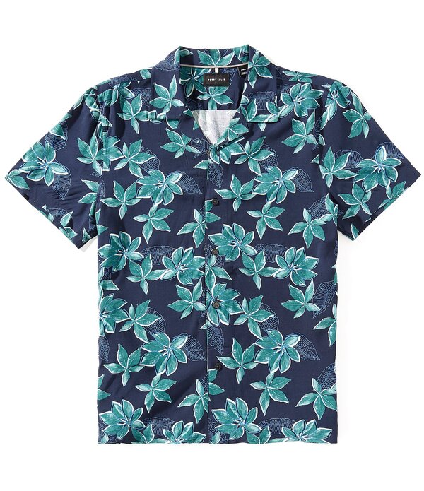 ペリーエリス メンズ トップス プルオーバー 御花柄 プッディングトール 御花 Perry Ellis Big \u0026 Tall Floral Print Short Sleeve Woven Camp Shirt Dark Sapphire サファイア