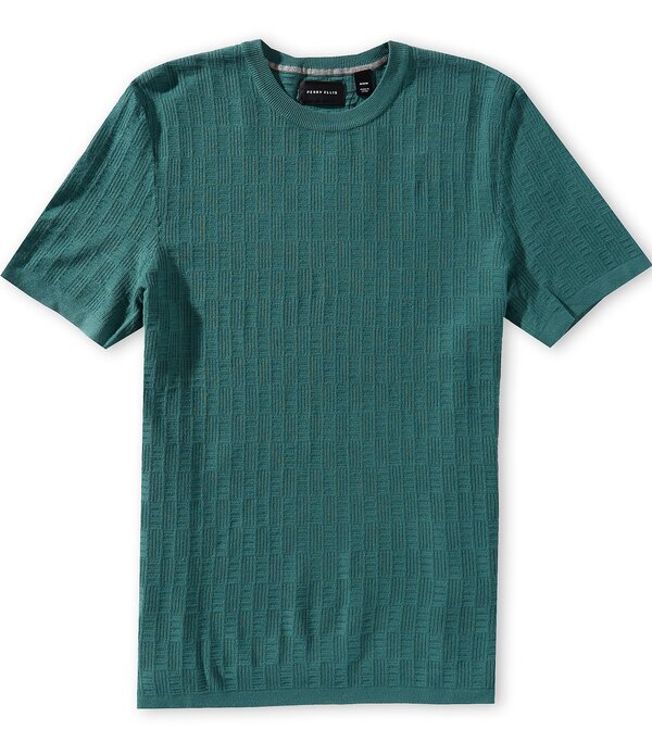 ペリーエリス メンズ アウター ニット・セーター Perry Ellis Textured Short Sleeve Sweater Sea Pine