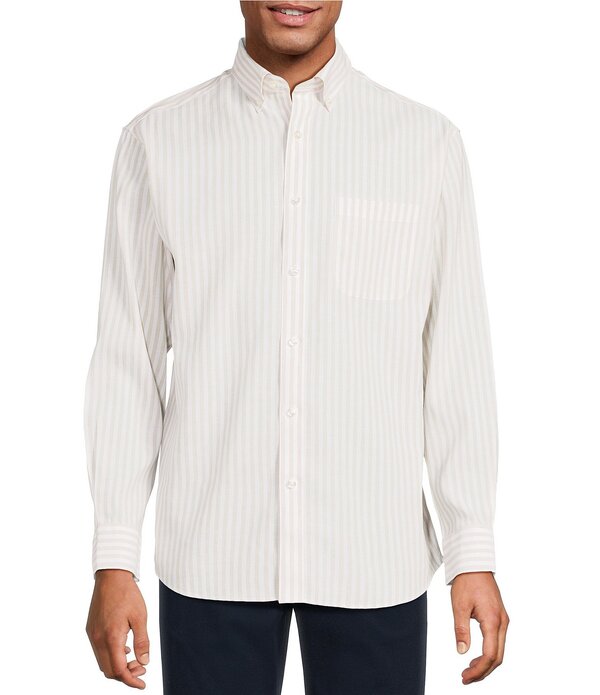 ラウンドトゥリーアンドヨーク メンズ トップス プルオーバー 刷り上げる リネン Gold Label Roundtree \u0026 Yorke Non-Iron Small Stripe Print Linen Sport Shirt Natural ゴールド