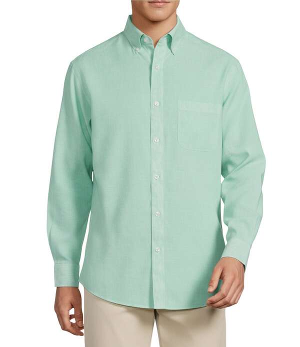 ラウンドトゥリーアンドヨーク メンズ トップス プルオーバー リネン Gold Label Roundtree \u0026 Yorke Non-Iron Solid Linen Sport Shirt Green 緑であること