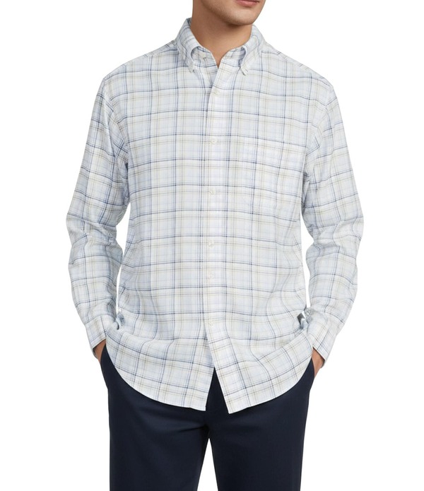ラウンドトゥリーアンドヨーク メンズ トップス プルオーバー 刷り上げる リネン Gold Label Roundtree \u0026 Yorke Non-Iron Small Plaid Print Linen Sport Shirt Natural ゴールド