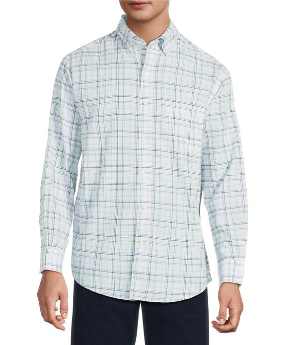 ラウンドトゥリーアンドヨーク メンズ トップス プルオーバー 刷り上げる リネン Gold Label Roundtree \u0026 Yorke Non-Iron Small Plaid Print Linen Sport Shirt White 白いこと