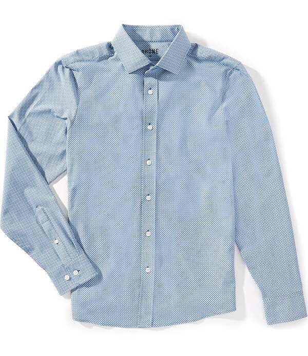 ローヌ メンズ トップス シャツ スリムフィット プリント RHONE Slim Fit State of Mind Geo Print Long Sleeve Woven Shirt Classic Blue Geo ブルー