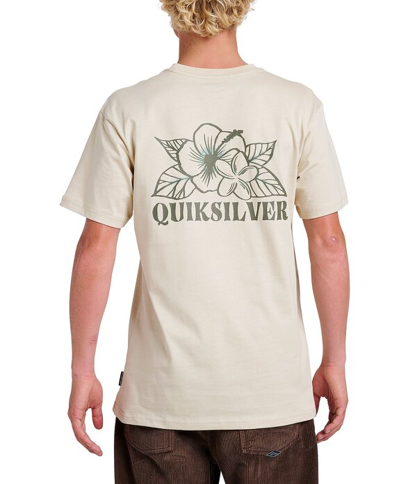 クイックしろがね色 メンズ トップス プルオーバー 御花柄 御花 Quiksilver Floral Needshort Sleeve T-Shirt Moonstruck