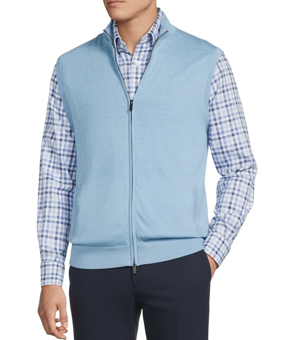 ダニエル クレミュ メンズ アウター ベスト モックネック セーター Cremieux Blue Label Cashmere Blend Full-Zip Mock Neck Sweater Vest Light Blue ブルー