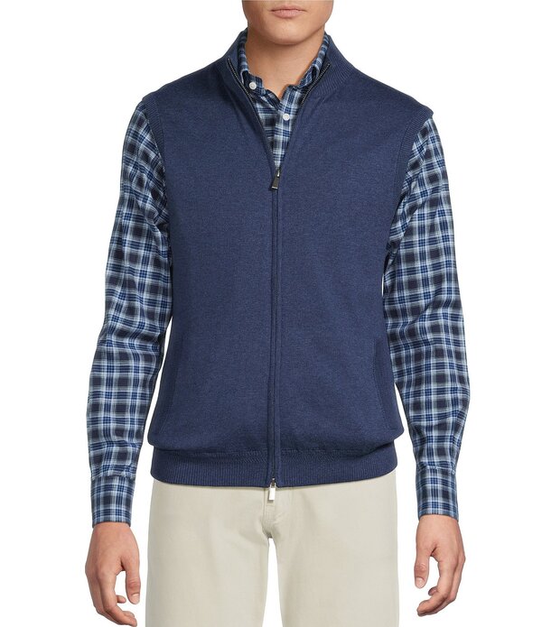 ダニエル クレミュ メンズ アウター ベスト モックネック セーター Cremieux Blue Label Cashmere Blend Full-Zip Mock Neck Sweater Vest Navy Heather ヘザー