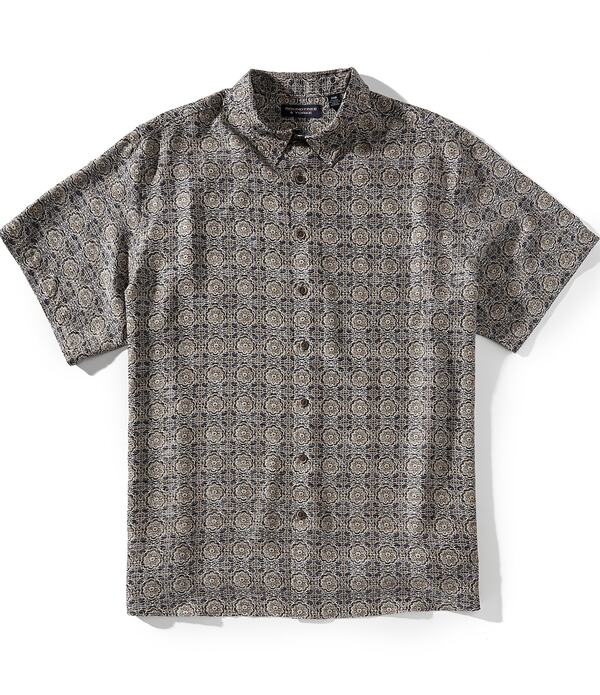ラウンドトゥリーアンドヨーク メンズ トップス シャツ フラワー柄 プリントール フラワー Roundtree & Yorke Big & Tall Short Sleeve Floral Medallion Print Polynosic Sport Shirt Deep Blue ブルー