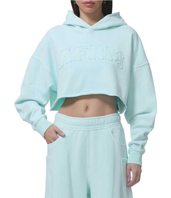 エーエフアールエム レディース アウター コート クロップド ロゴ パーカー AFRM Darius Cropped Coordinating Long Sleeve Logo Hoodie Icy Morn