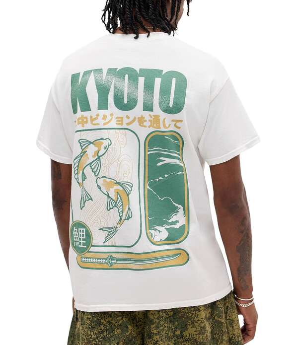 アーバンアウトフィッターズ メンズ トップス プルオーバー 編み物 BDG Urban Outfitters Kyoto Koi Short Sleeve Knit-Shirt White 白いこと
