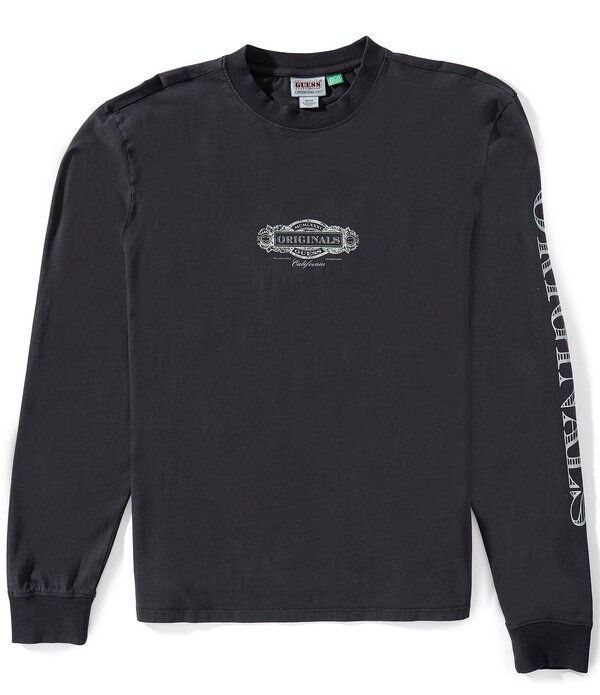 ゲス メンズ トップス シャツ ロゴ グラフィック Guess Graphic Logo Long Sleeve T-Shirt Jet Black Multi ブラック