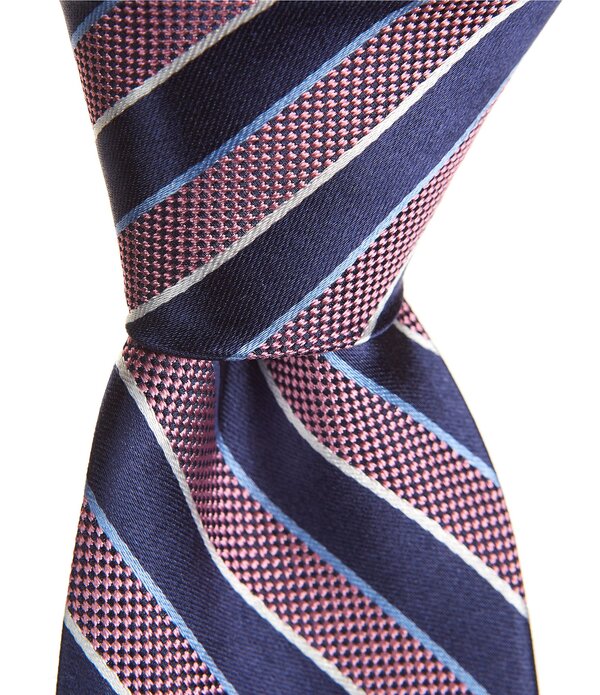ラウンドトゥリーアンドヨーク メンズ アクセサリー ネクタイ シルク Roundtree & Yorke Niall Striped 3 1/8 Traditional Silk Blend Tie Pink ピンク