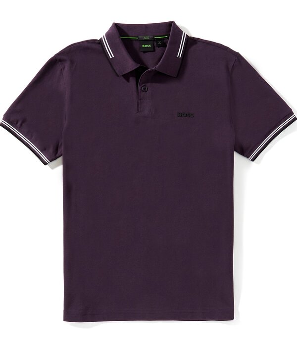 ヒューゴボス メンズ トップス シャツ スリムフィット Hugo Boss Slim Fit Stretch Paul Short Sleeve Solid Polo Shirt Medium Purple パープル