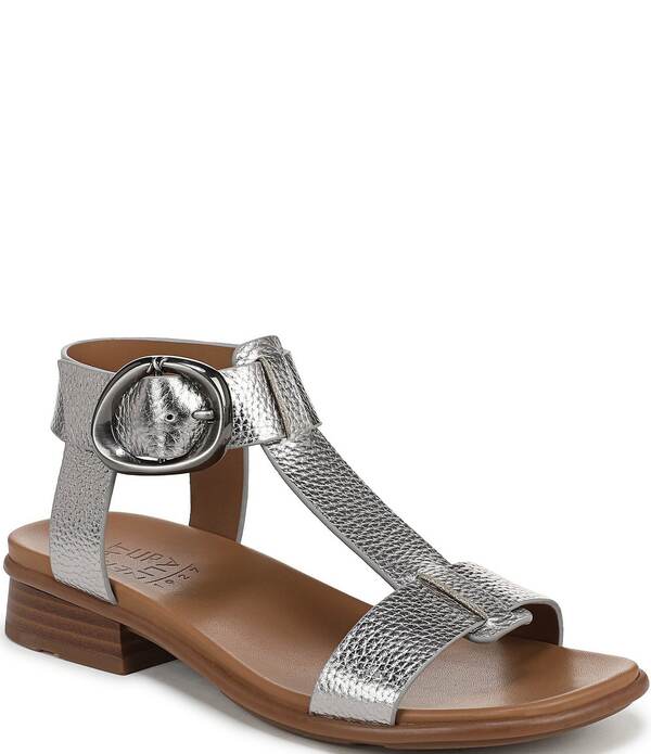 ナチュライザー レディース シューズ サンダル トール アンクル Naturalizer Brandy Metallic Big Buckle Hardware T-Strap Ankle Wrap Sandalsoft Pewter ピューター