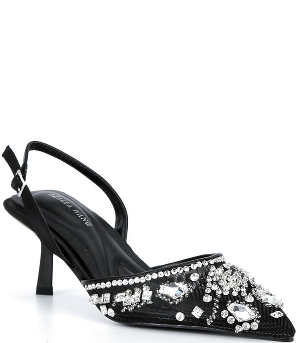 アザレア ワン レディース シューズ ヒール メッシュ Azalea Wang Valeriy Mesh Jewel Embellishedresslingback Pumps Black ブラック|ReVida 店