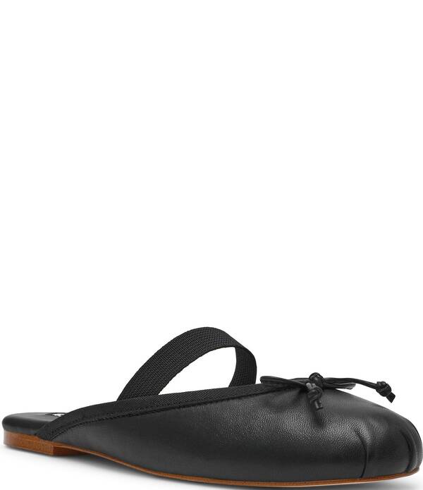 スティーブ マデン レディース シューズ パンプス レザー Steve Madden Cutesy Leather Bow Detail Ballet Mules Black ブラック