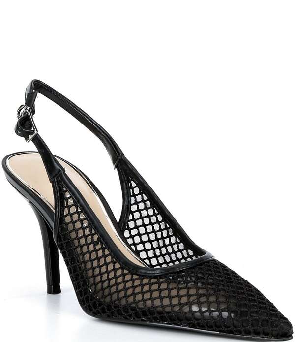 ゲス レディース シューズ 踵 メッシュ Guess Pandy Mesh Slingback Pumps Black 黒いこと
