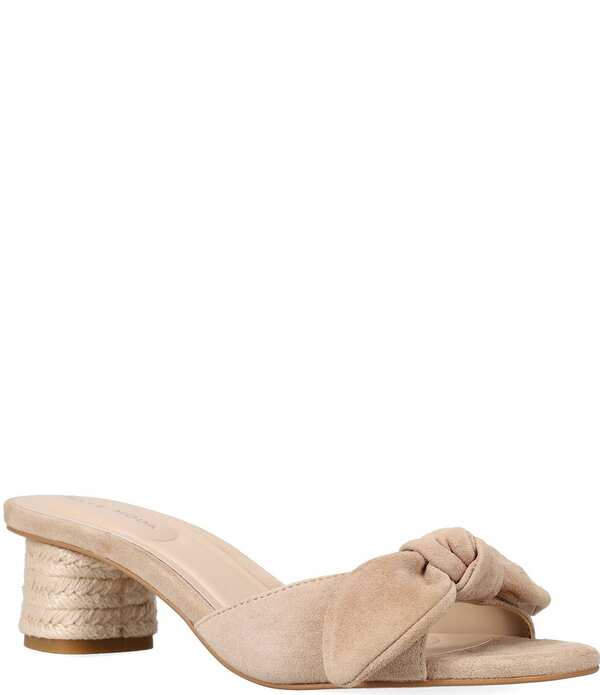 ペレモーダ レディース シューズ サンダル スエード ヒール Pelle Moda Eaden Suede Bow Triangle Heel Slide Sandals Latte｜ReVida 店