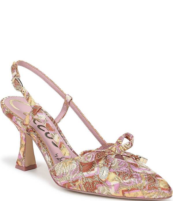 サムエデルマン レディース シューズ 踵 刷り上げる Circus NY by Sam Edelman Monica Printed Bow Detail Slingback Dress Pumps Pink Multi サクラ色