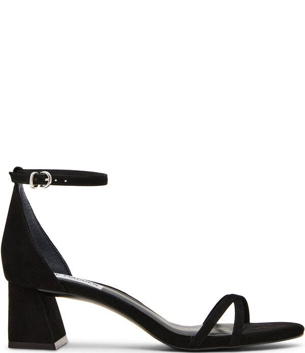 スティーブ マデン レディース シューズ サンダル アンクル ヒール Steve Madden Rae Nubuck Ankle Strap Block Heel Dressandals Black ブラック