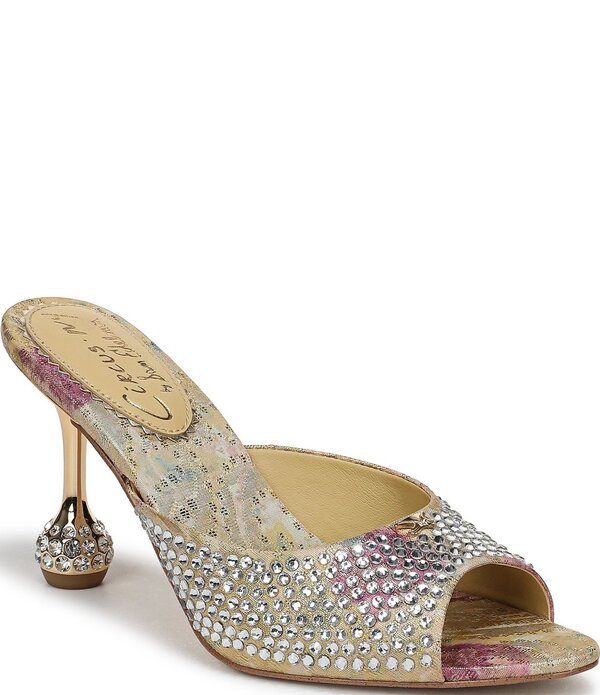 サムエデルマン レディース シューズ サンダル プリント ヒール Circus NY by Sam Edelman Gisella Rhinestone Printed Jacquard Sculpted Heel Dresslide Sandals Gold Leaf Multi ゴールド
