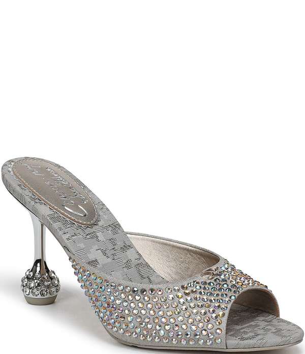 サムエデルマン レディース シューズ サンダル サテン ヒール Circus NY by Sam Edelman Gisella Rhinestone Shimmer Satin Sculpted Heel Dresslide Sandals Oyster