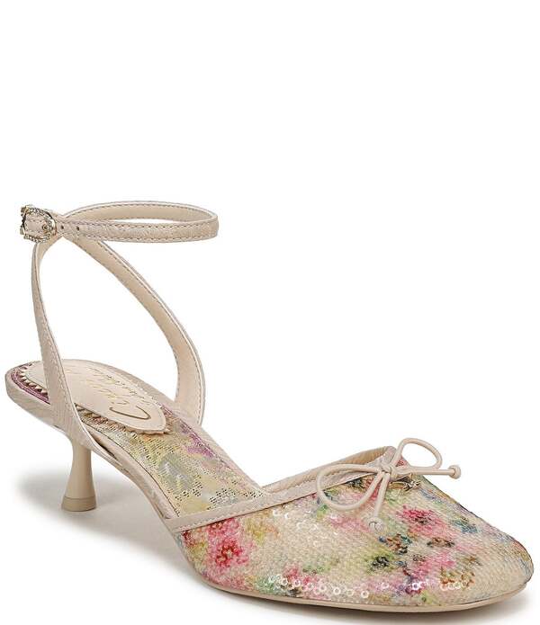 サムエデルマン レディース シューズ ヒール フラワー柄 スパンコール アンクル フラワー Circus NY by Sam Edelman Rosetta Floral Sequin Bow Ankle Strap Kitten Heel Dress Pumps Vanilla Bean Multi マルチカラー|ReVida 店