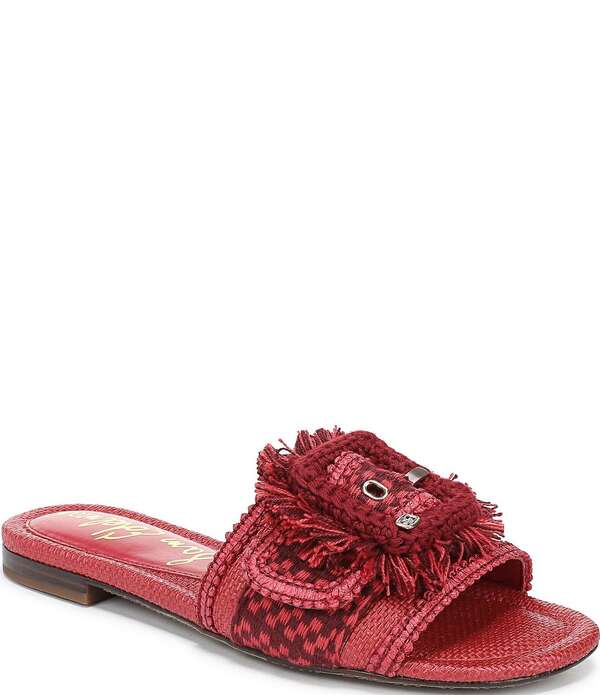 サムエデルマン レディース シューズ パンプス サンダル フリンジ Sam Edelman Bambi Playa Raffiand Fringe Oversized Buckle Slide Sandalsummered 赤いこと 靴-パンプス