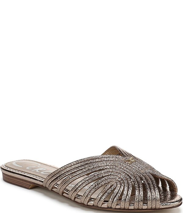 サムエデルマン レディース シューズ パンプス トール Circus NY by Sam Edelman Kathleen Crushed Metallic Strappy Mules Gold Leaf ゴールド