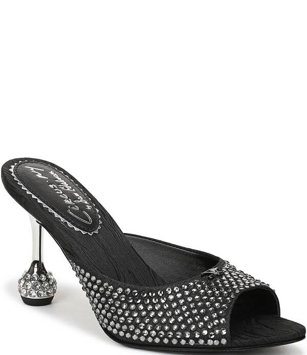 サムエデルマン レディース シューズ サンダル サテン ヒール Circus NY by Sam Edelman Gisella Rhinestone Satin Sculpted Heel Dresslide Sandals Black ブラック