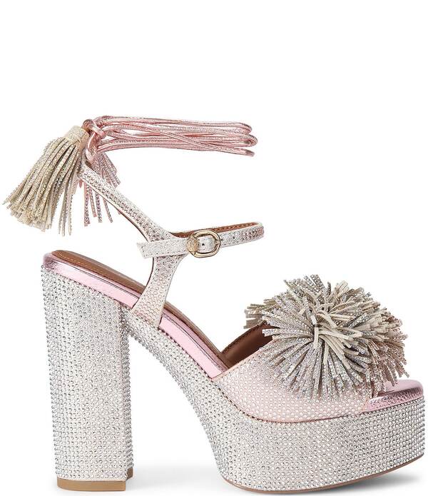 カートジェイガーロンドン レディース シューズ サンダル プラットフォーム Kurt Geiger London Crystal Embellished Pom Tie Platform Dressandals Grey グレー