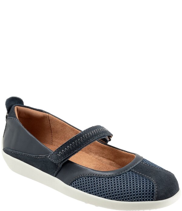 ソフトウォーク レディース シューズ パンプス メッシュ スエード SoftWalk Dayton Suede and Mesh Mary Jane Flats Navy ネイビー